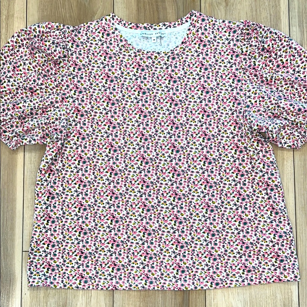 [English Factory] Floral Puff Sleeve Cotton Top
